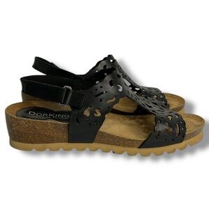 DorKing by Fluchos Stylish Black Cork Wedge Sandals Women's US Size 11 EU 41